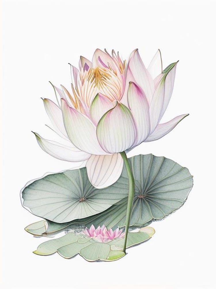 Water Lily Floral Quentin Blake Inspired Illustration 2 Flower
