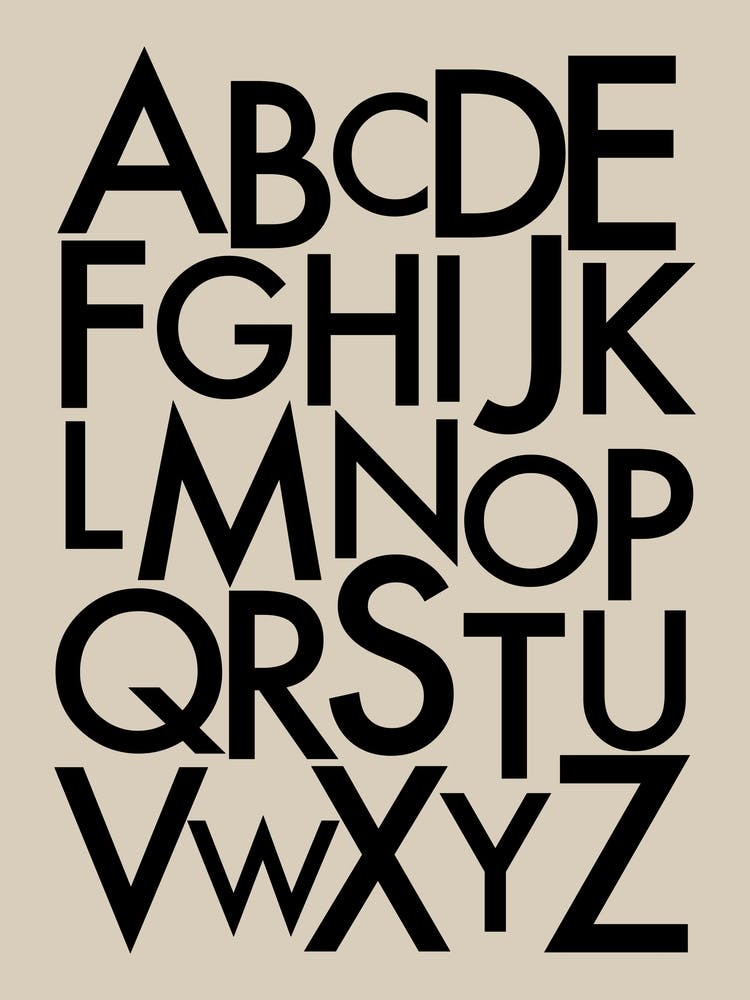 Alphabet In Black And Beige