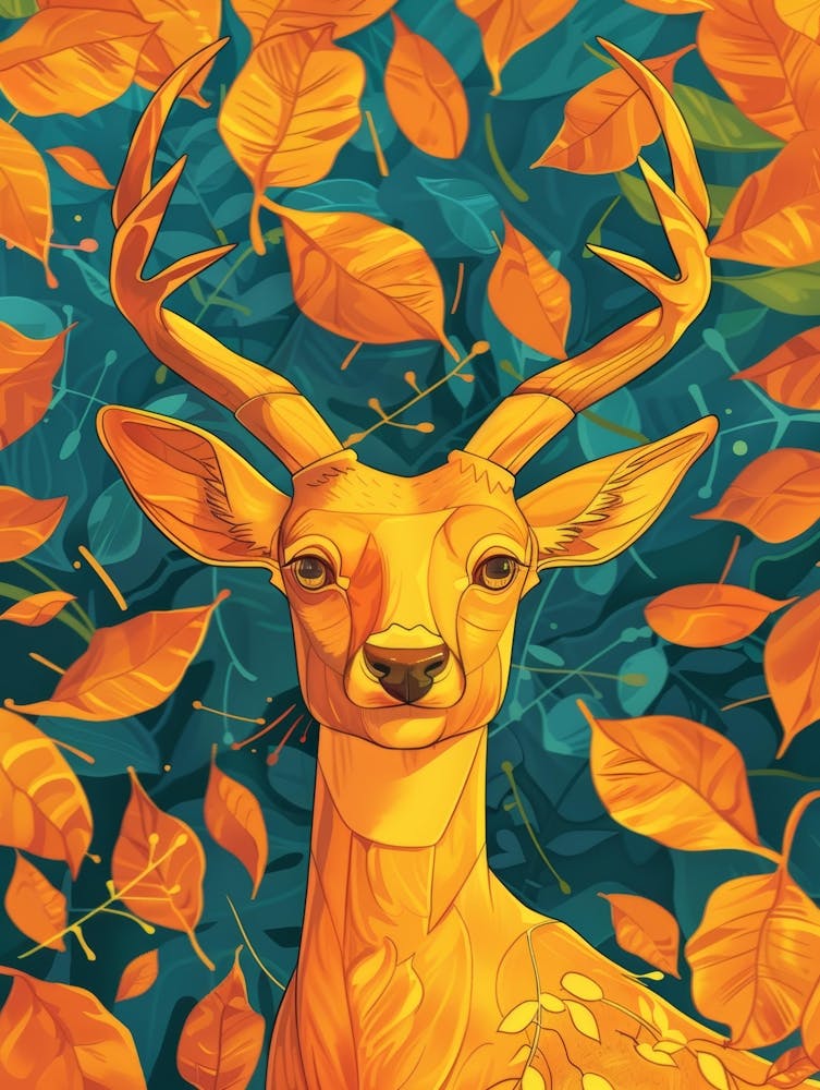 Deer In Autumn Leaves