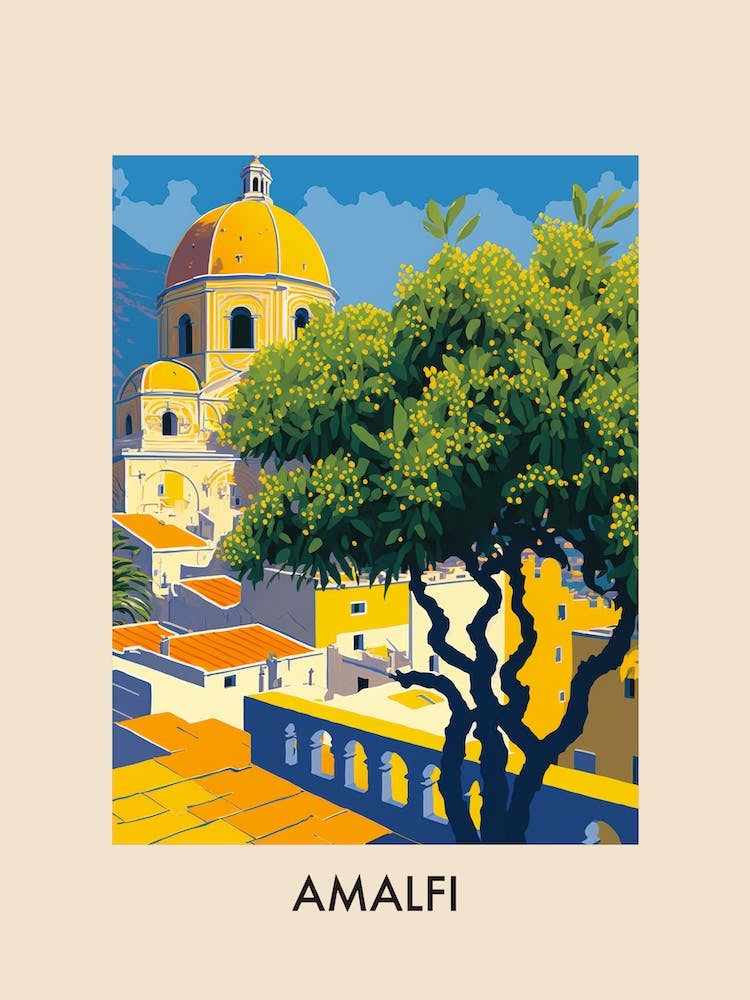 Amalfi Lemons Italy Vintage Travel Poster