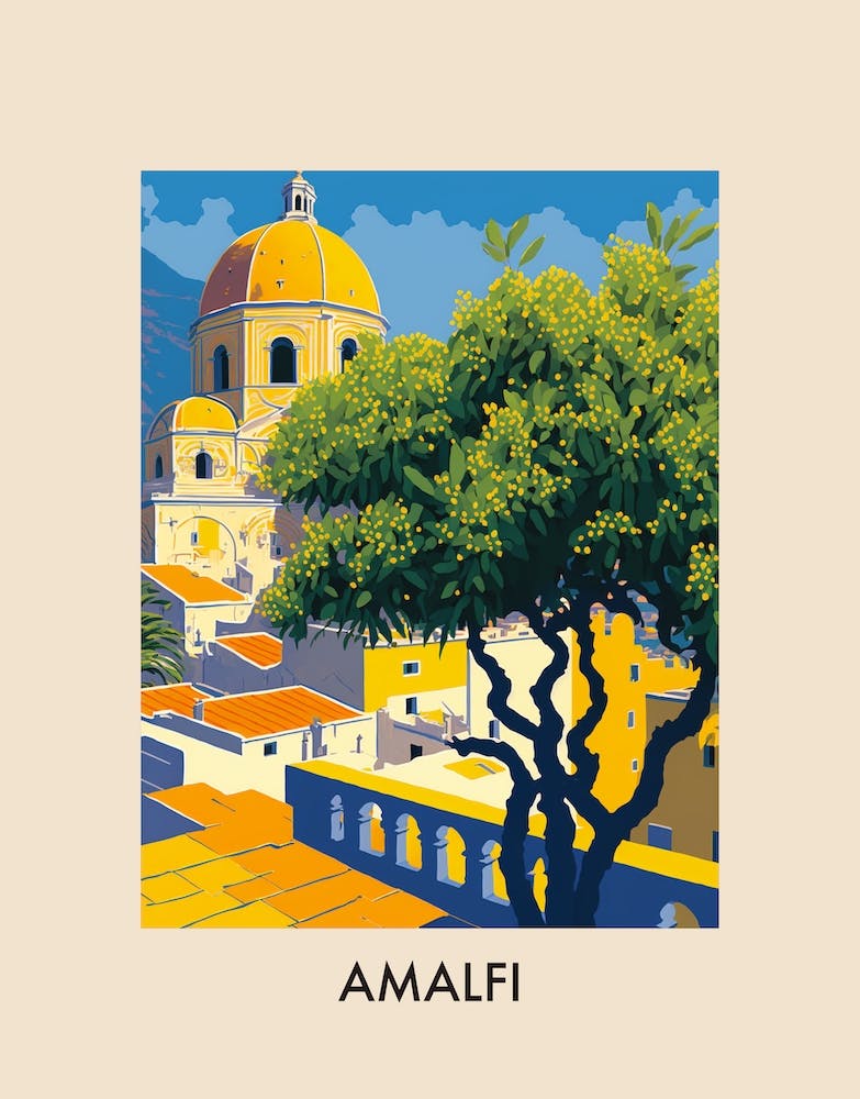 Amalfi Lemons Italy Vintage Travel Poster