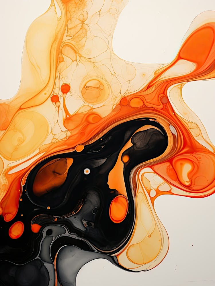 Black And Orange Flow Asbtract Painting 3