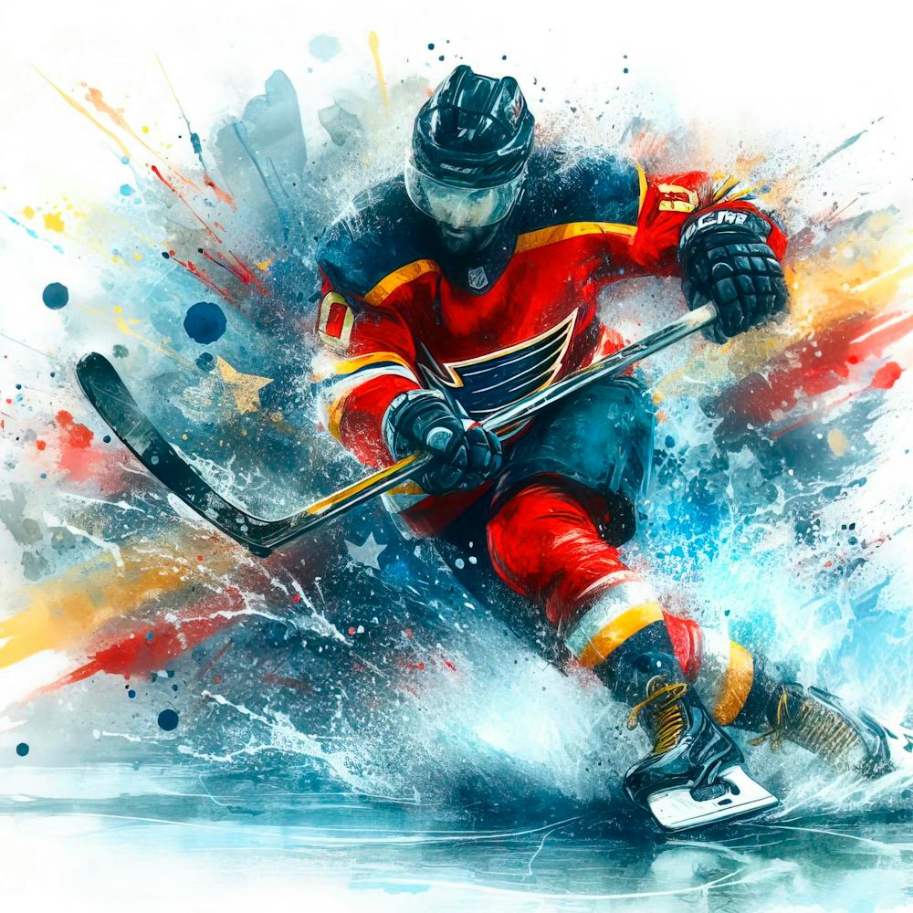 Joueur de hockey sur glace à l'aquarelle 2