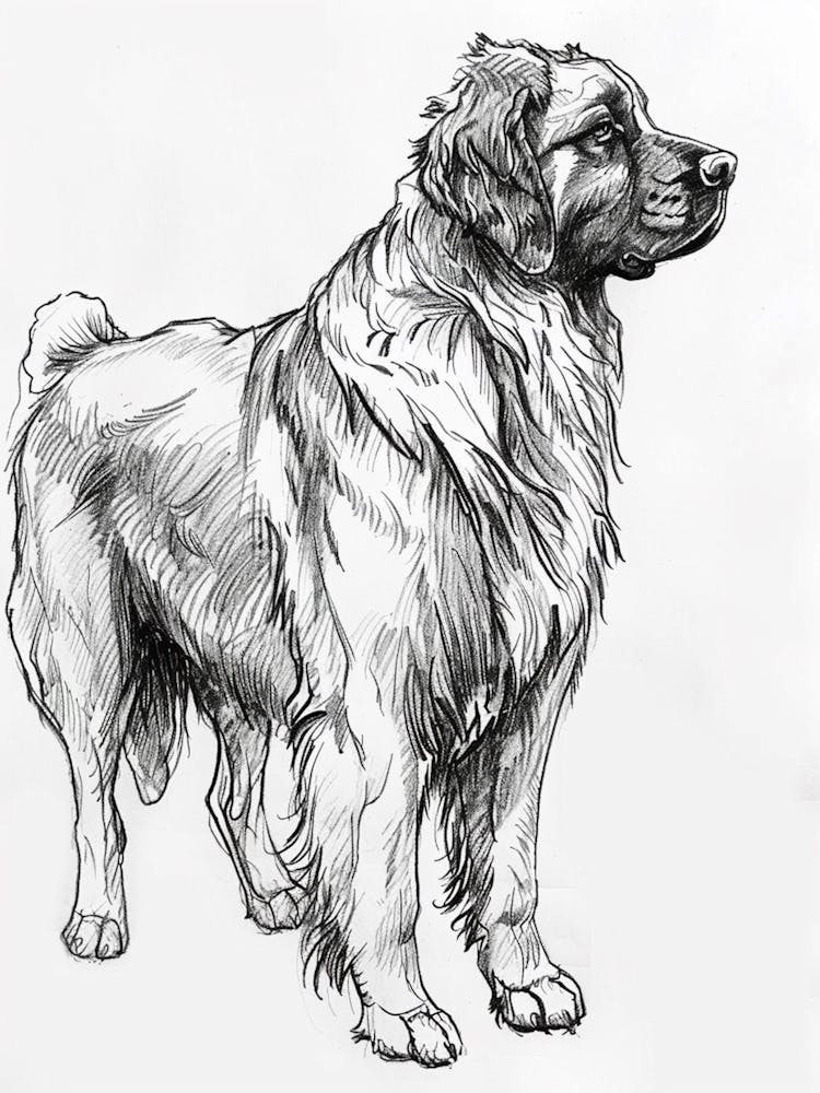 Leonberger Dog Line Sketch 3