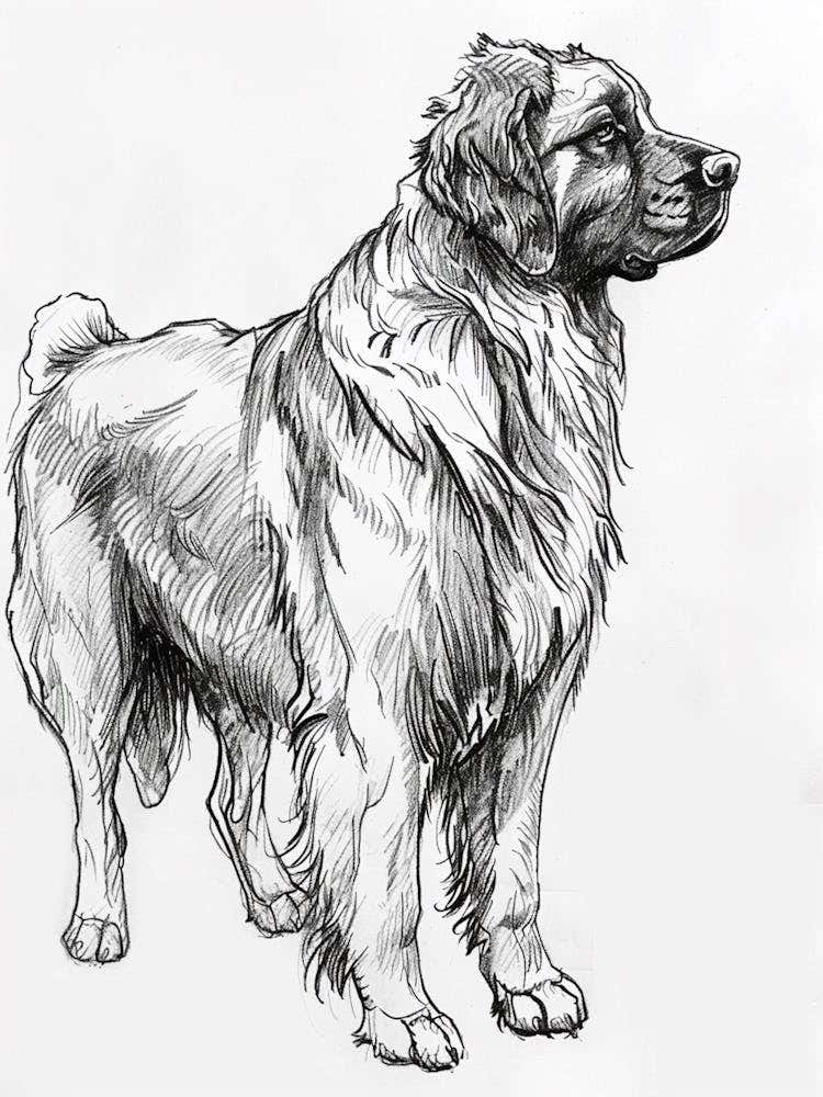 Leonberger Dog Line Sketch 3