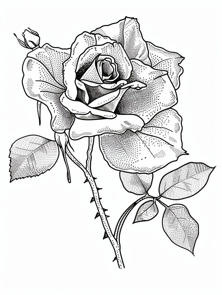 Rose Line Drawing 1