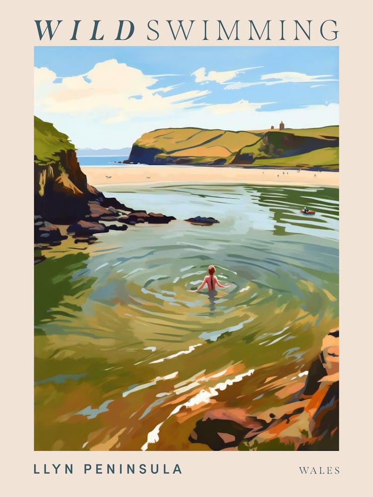 Wild Swimming At Llyn Peninsula Wales 2 Poster