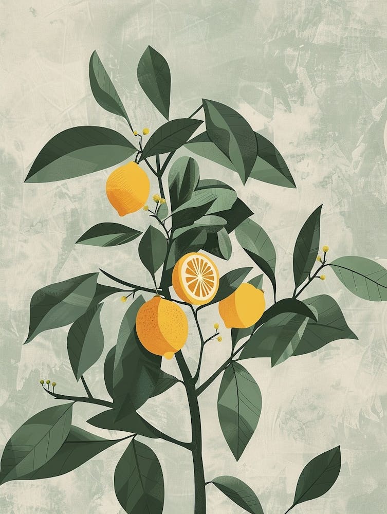 Lemon Tree Minimal Japandi Illustration 1