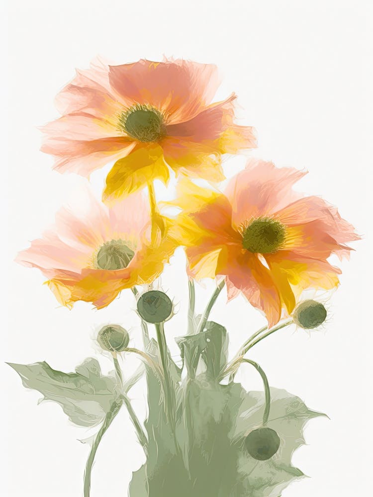 Sunflowers Flowers Acrylic Painting In Pastel Colours 8