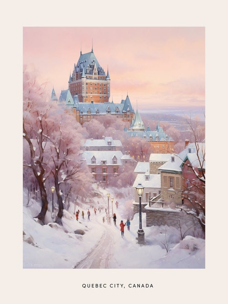Dreamy Winter Painting Poster Quebec City Canada 2