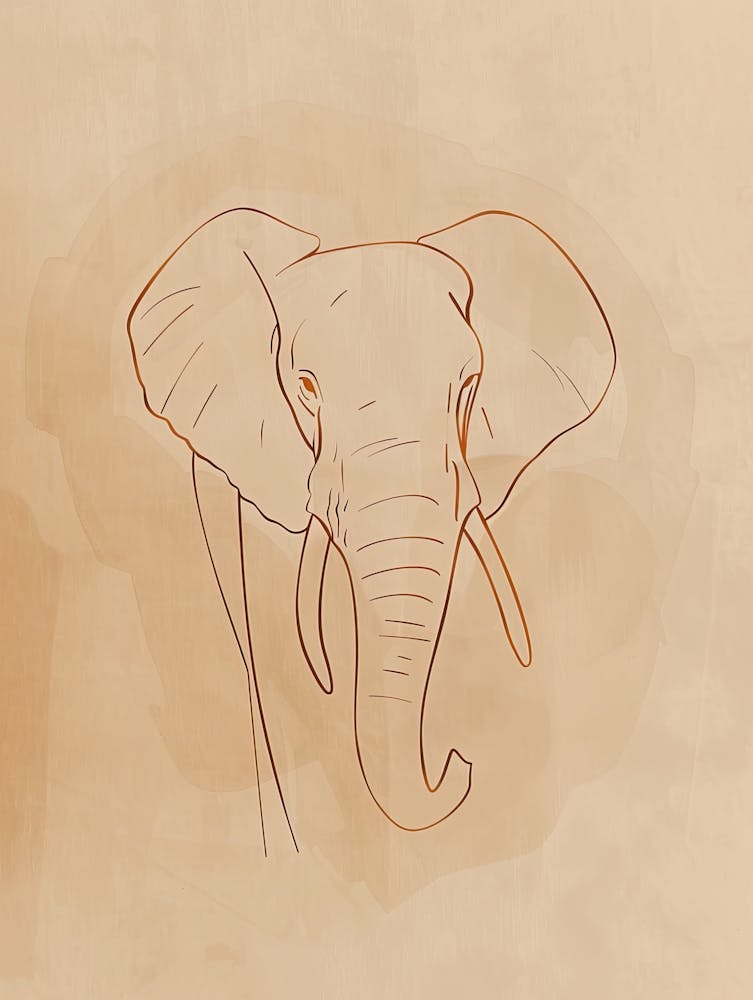 Elephant Boho, Line Art