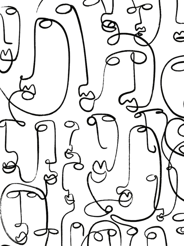 Faces One line art