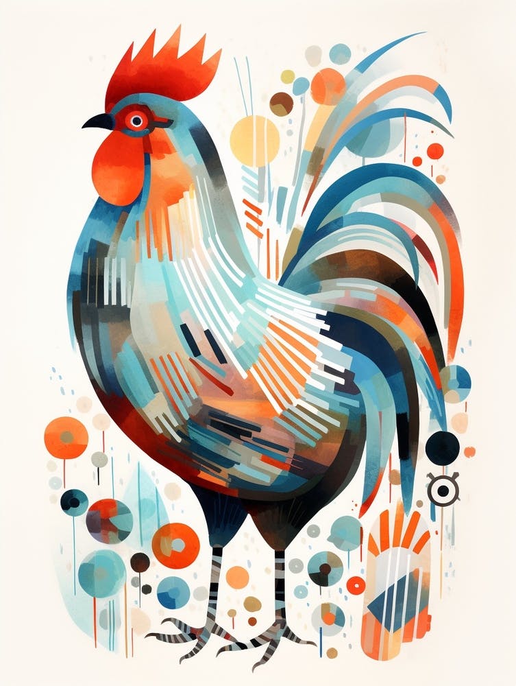 Bird Painting Collage Chicken 2