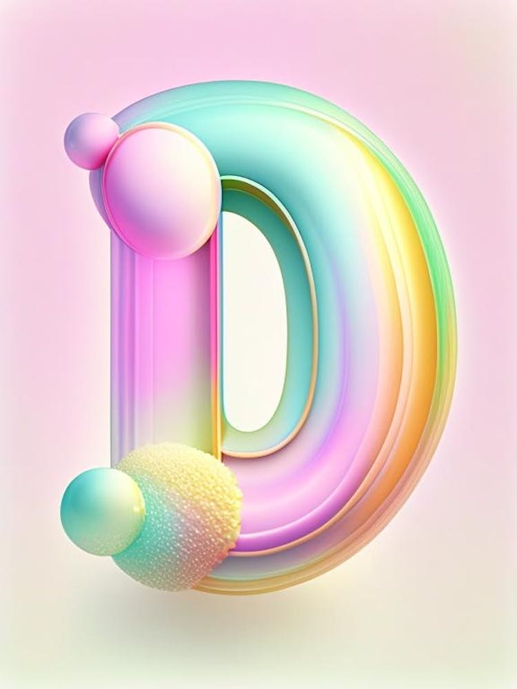 D, Alphabet Bubble Rainbow 1