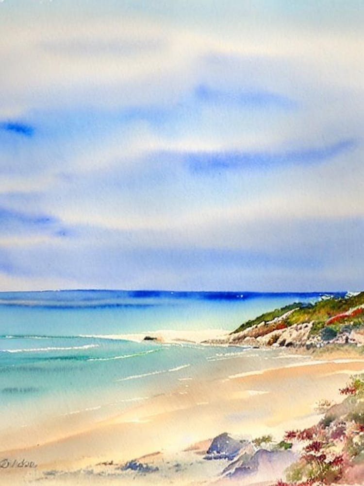 Rodas Beach 2, Cies Islands, Spain Watercolour