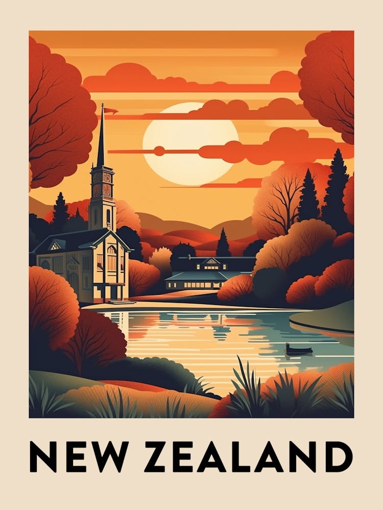 Vintage Travel Poster New Zealand 2
