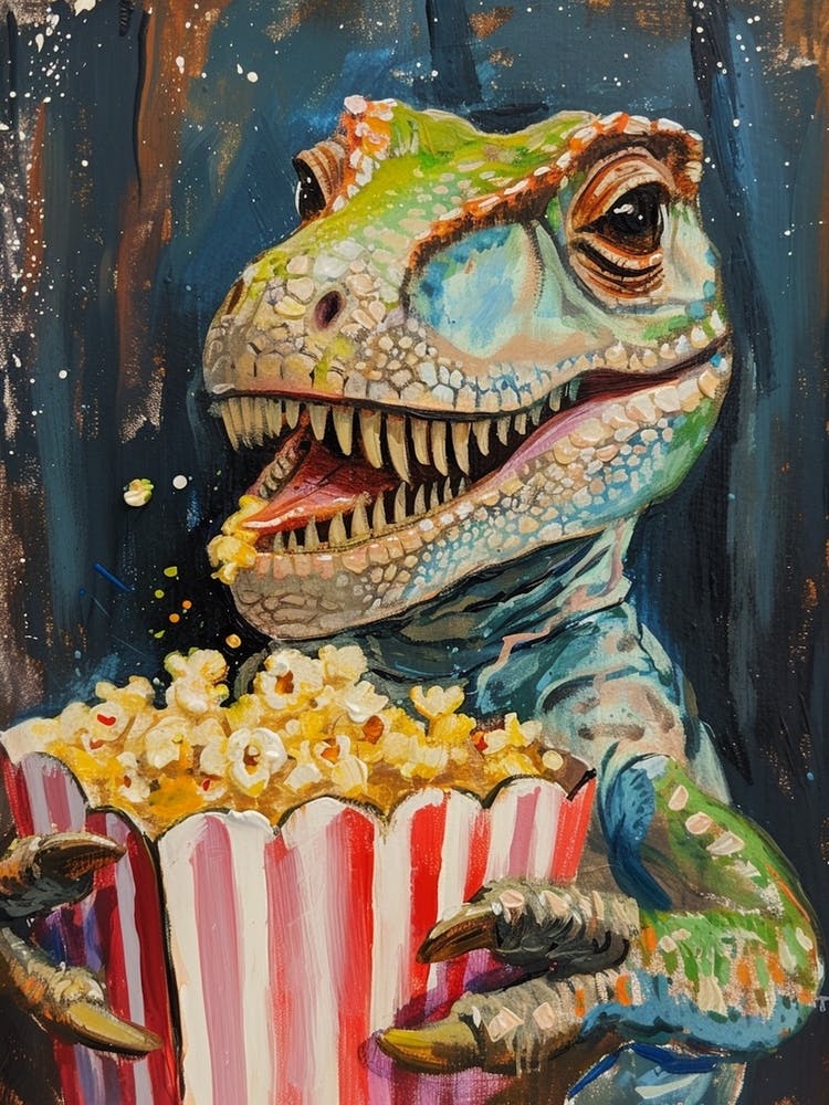 Dinosaur With Popcorn Brushstroke 1