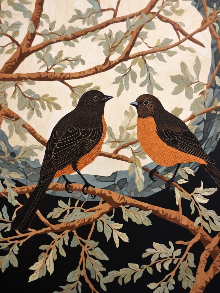 Art Nouveau Birds Poster Blackbird 2