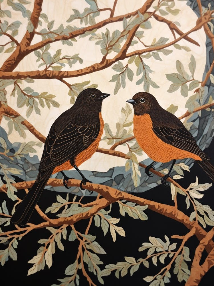 Art Nouveau Birds Poster Blackbird 2