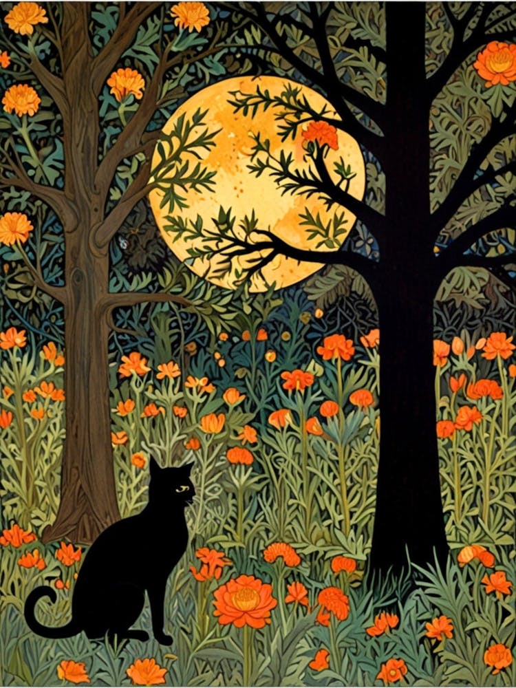 William Morris Cat In The Moonlight 21