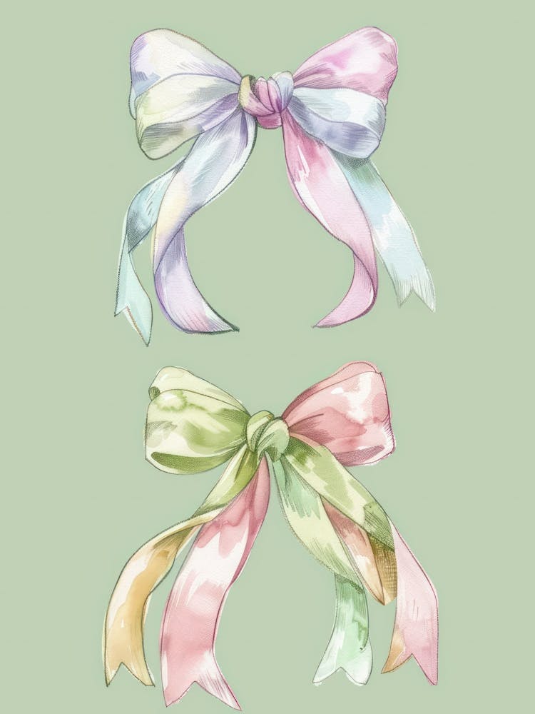 Rainbow Green Bows Pattern