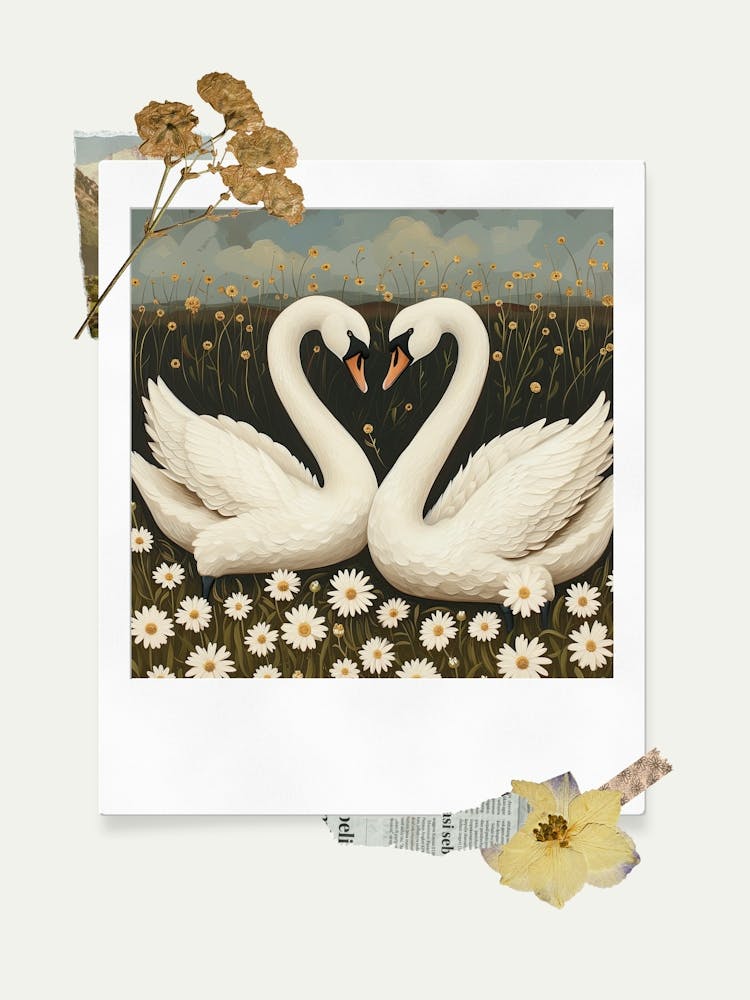 Scrapbook Swans Fairycore Painting 2