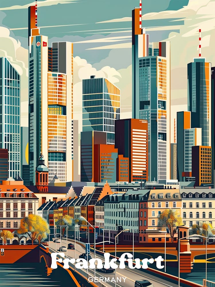 Frankfurt Germany Digital Travel Art Illustration