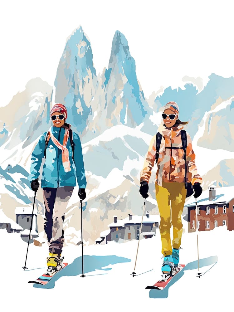 Cortina D Ampezzo   Italy, Ski Resort Illustration 1