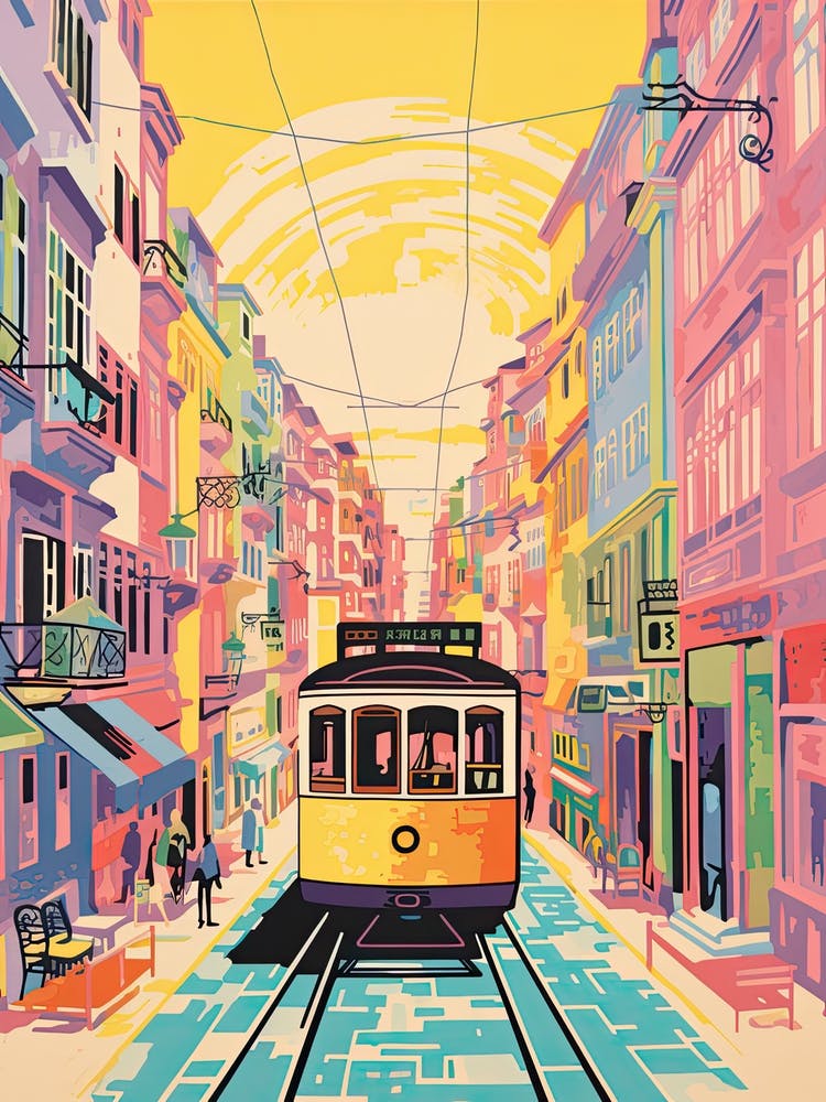 Lisbon In Risograph Style 3