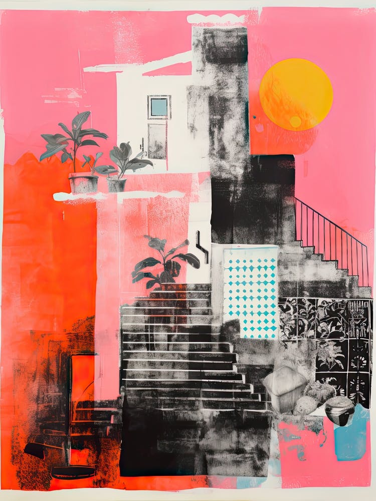Une Maison à Positano, Style Risographie Abstraite 4