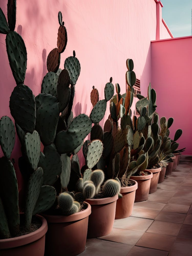Cacti Pink Wall Photography 5