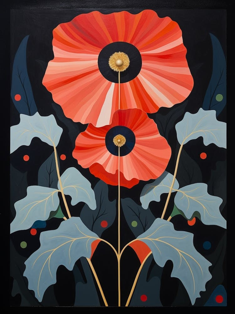 Poppy 4 Hilma Af Klint Inspired Flower Illustration