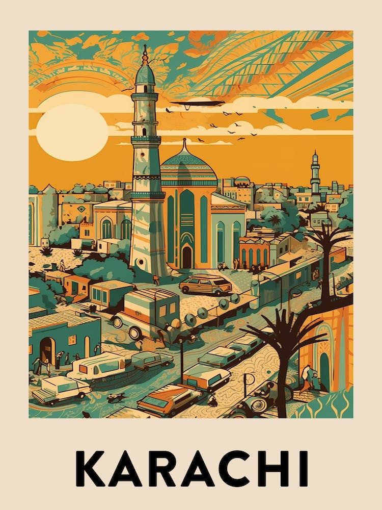 Karachi Vintage Travel Poster