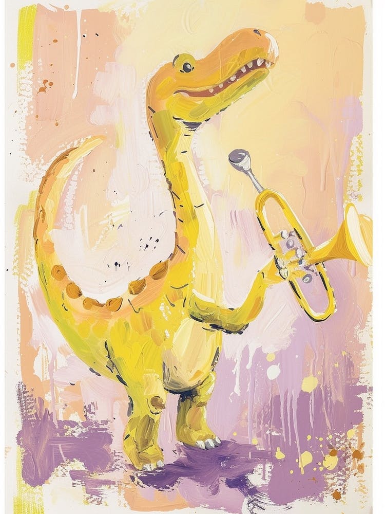 Dinosaur Playing The Trumpet Painting 4