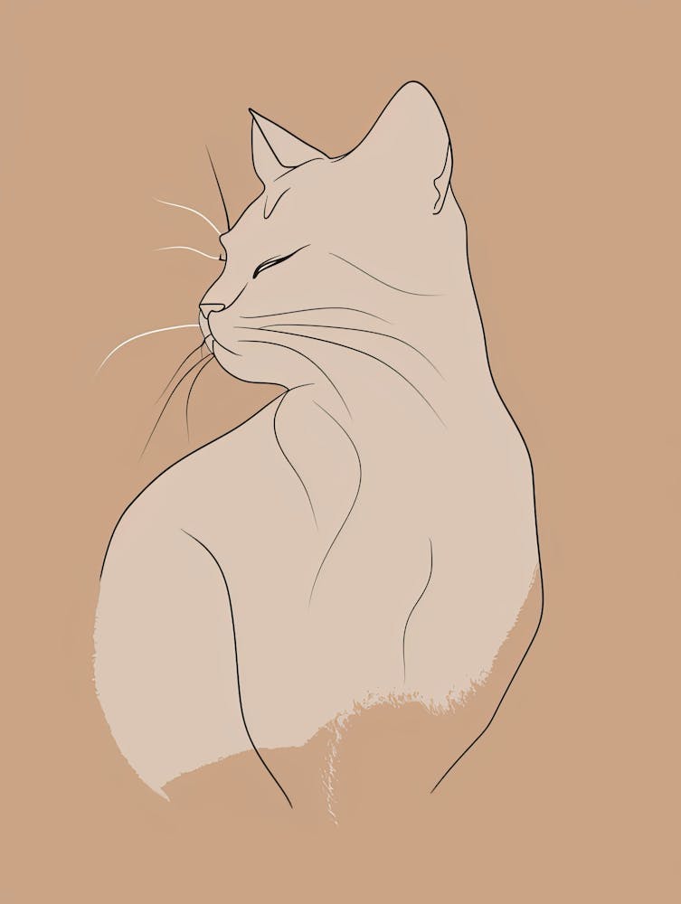 Portrait Of A Cat - Boho, Line Art 1