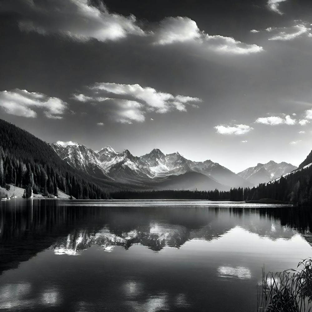 Black And White Mountain Lake 20