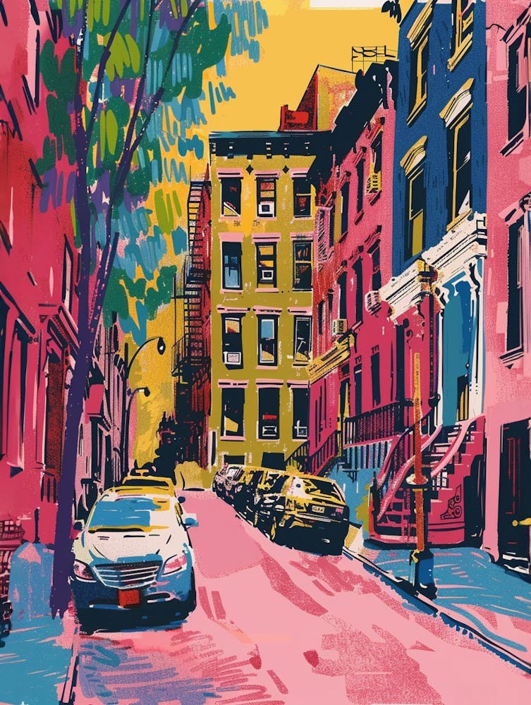 Greenwich Village New York Colourful Silkscreen Illustration 1