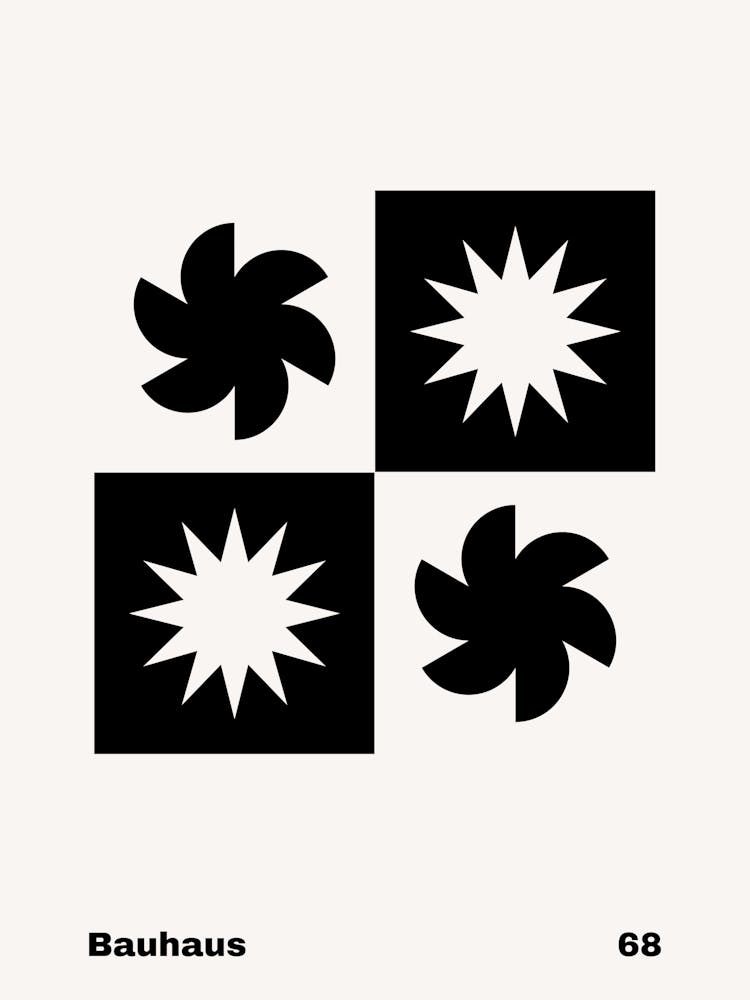 Geometric Bauhaus Poster B&W 68