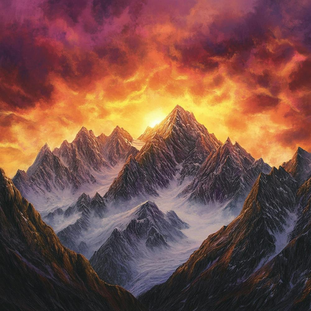 Dynamic Mountain Sunset Landscape