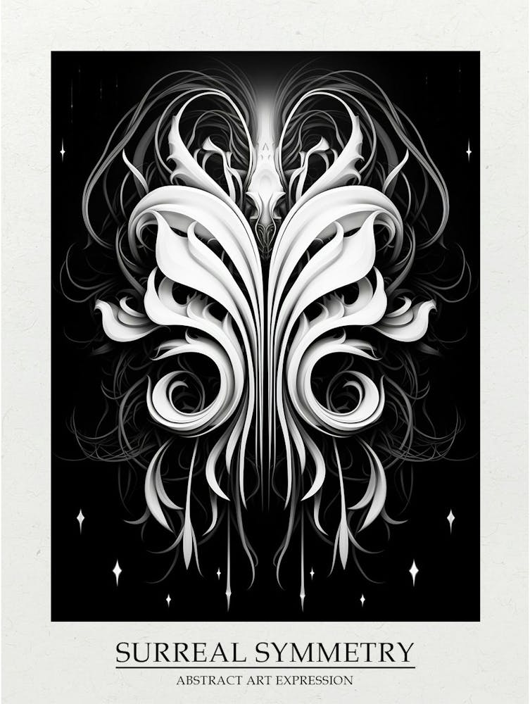 Surreal Symmetry Abstract Black And White 5 Poster