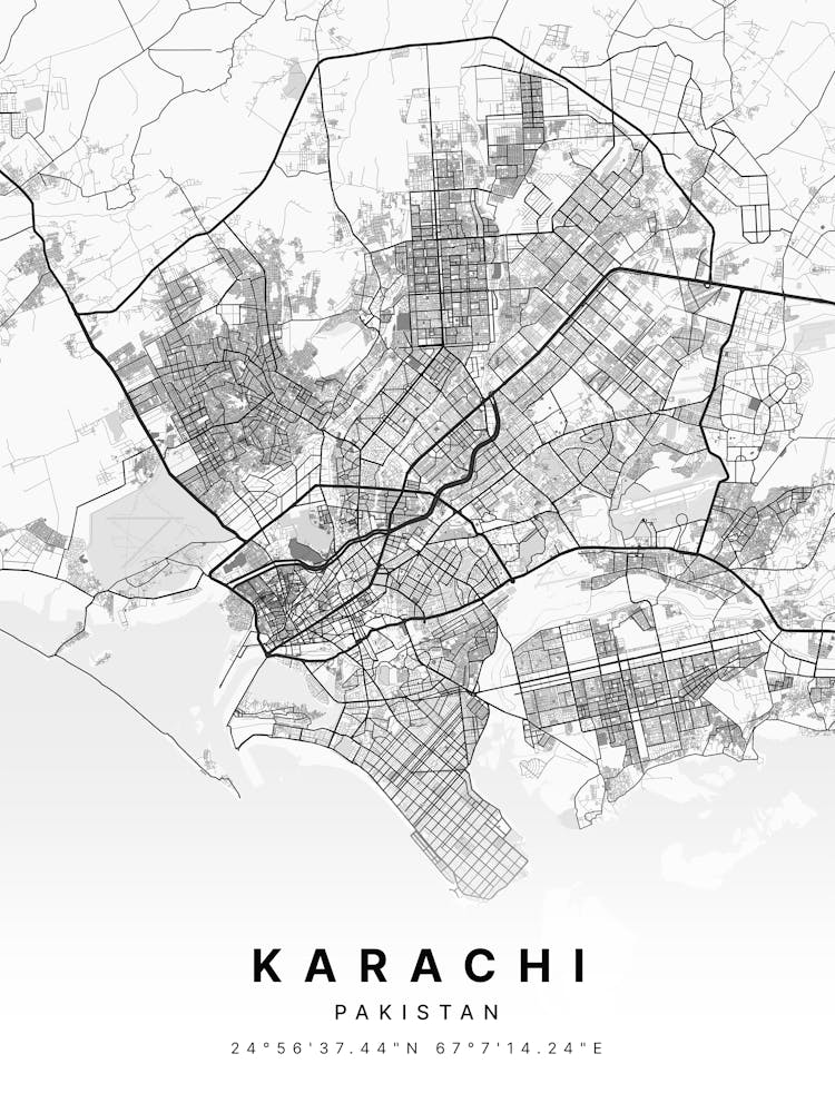 Karachi White Map