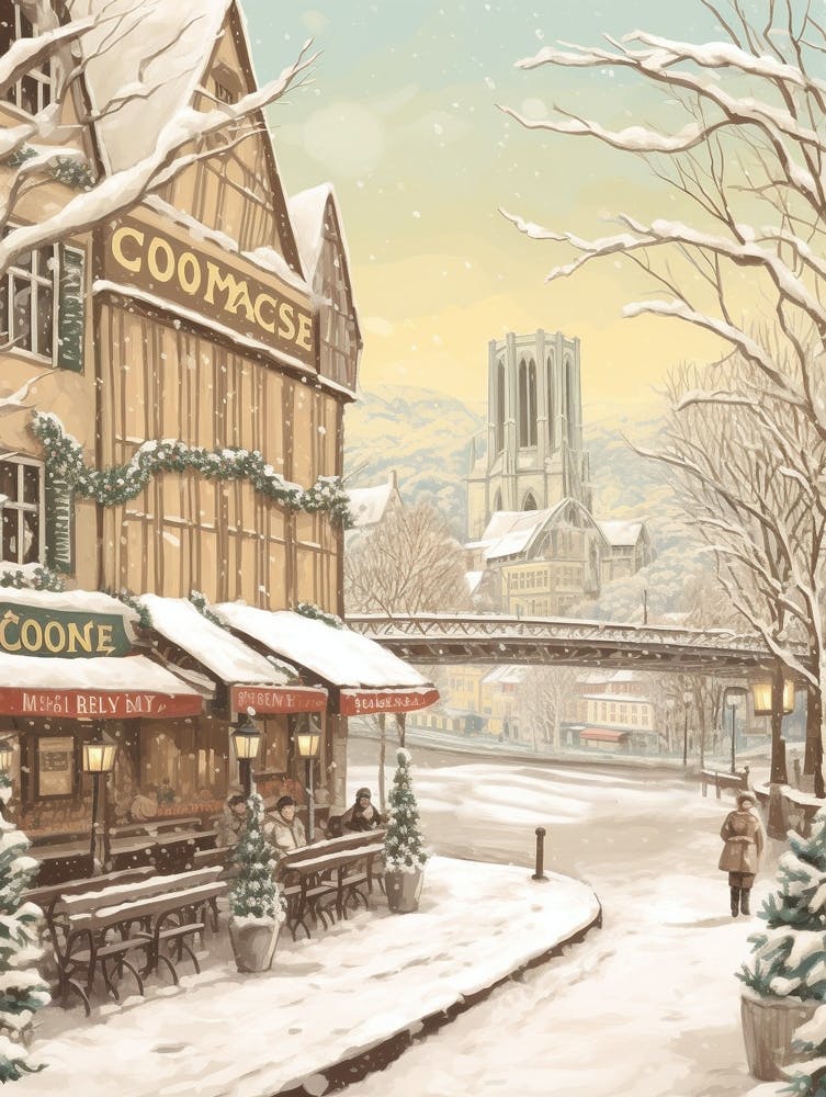 Vintage Winter Illustration Cologne France 2
