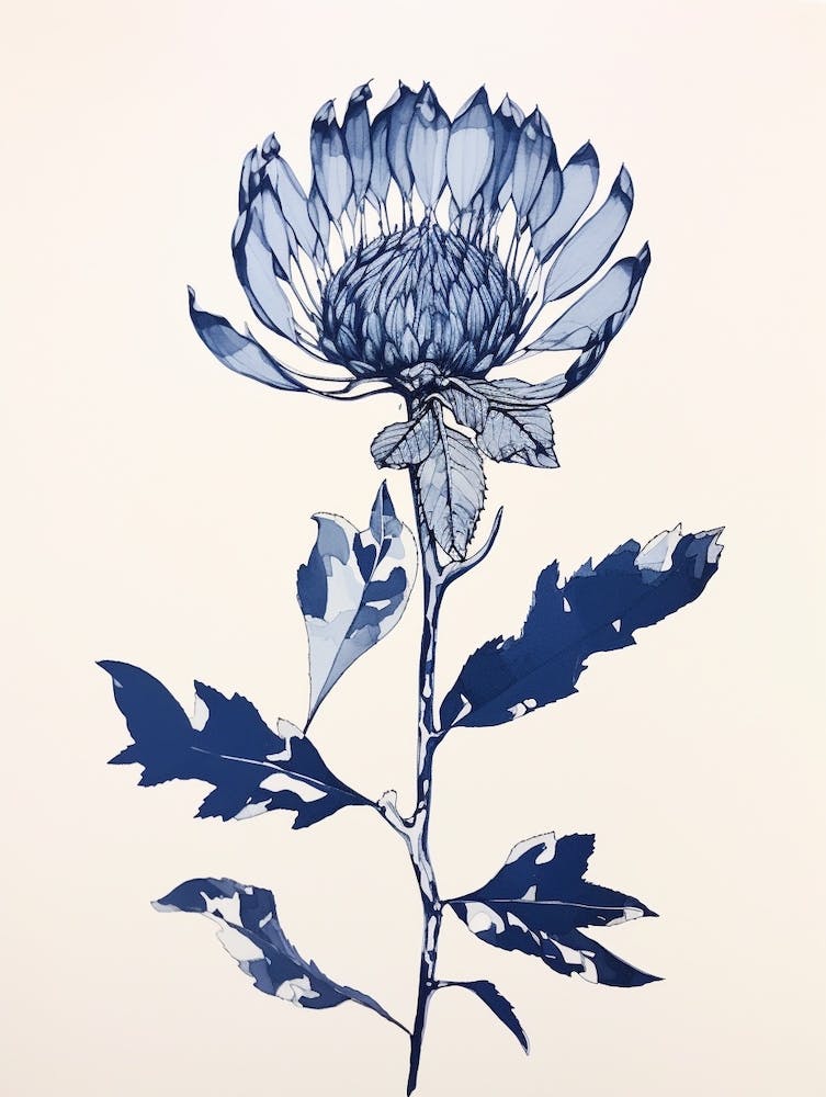 Blue Botanical Protea 3