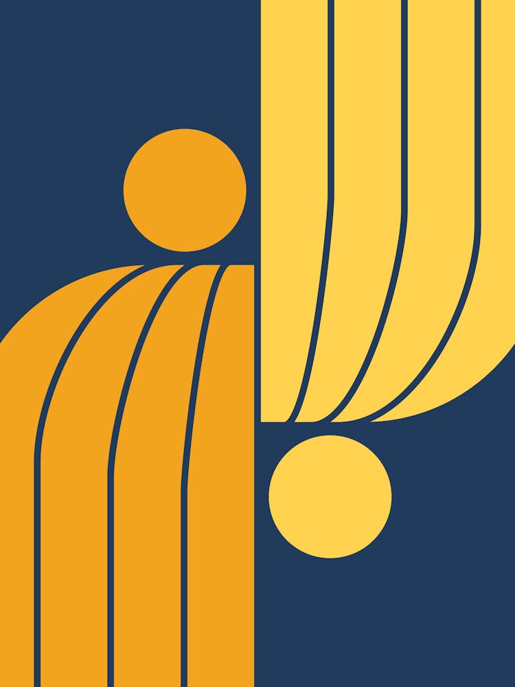 Arch Midcentury Modern Abstract Pattern Vx In Mustard Yellow Navy Blue 01