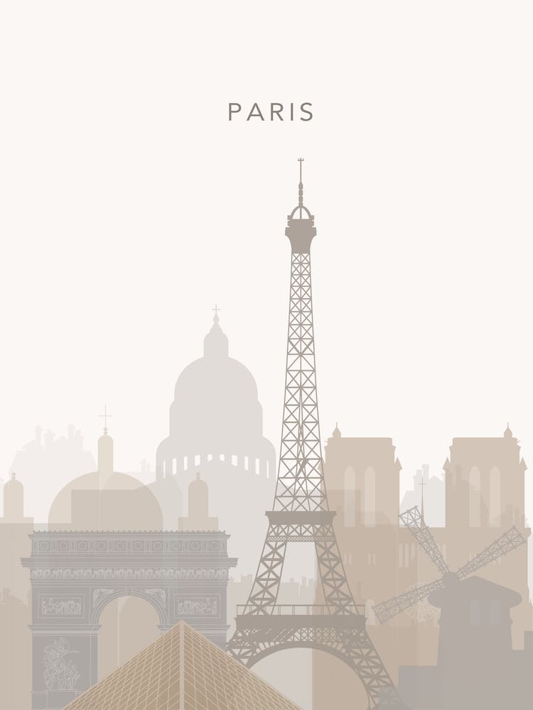 Beige Paris Skyline