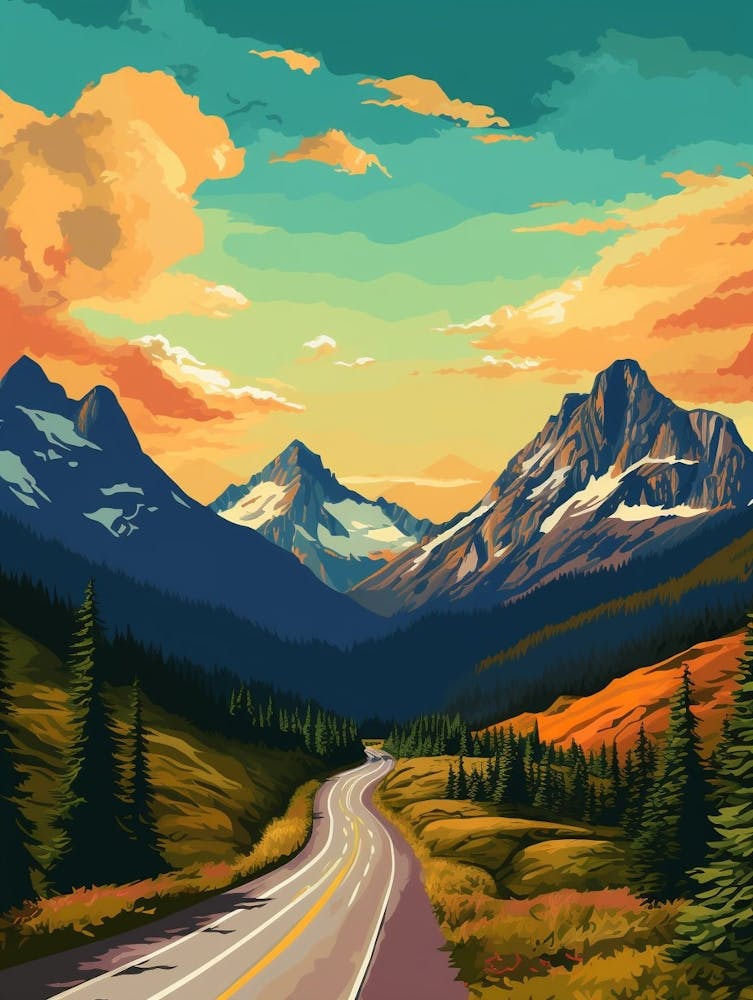 North Cascades National Park Retro Pop Art 1