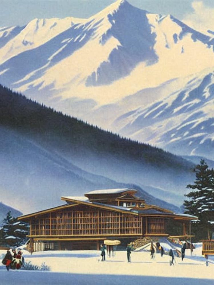 Hakuba 47, Japon - Paysage vintage de station de ski - Affiche de ski 1