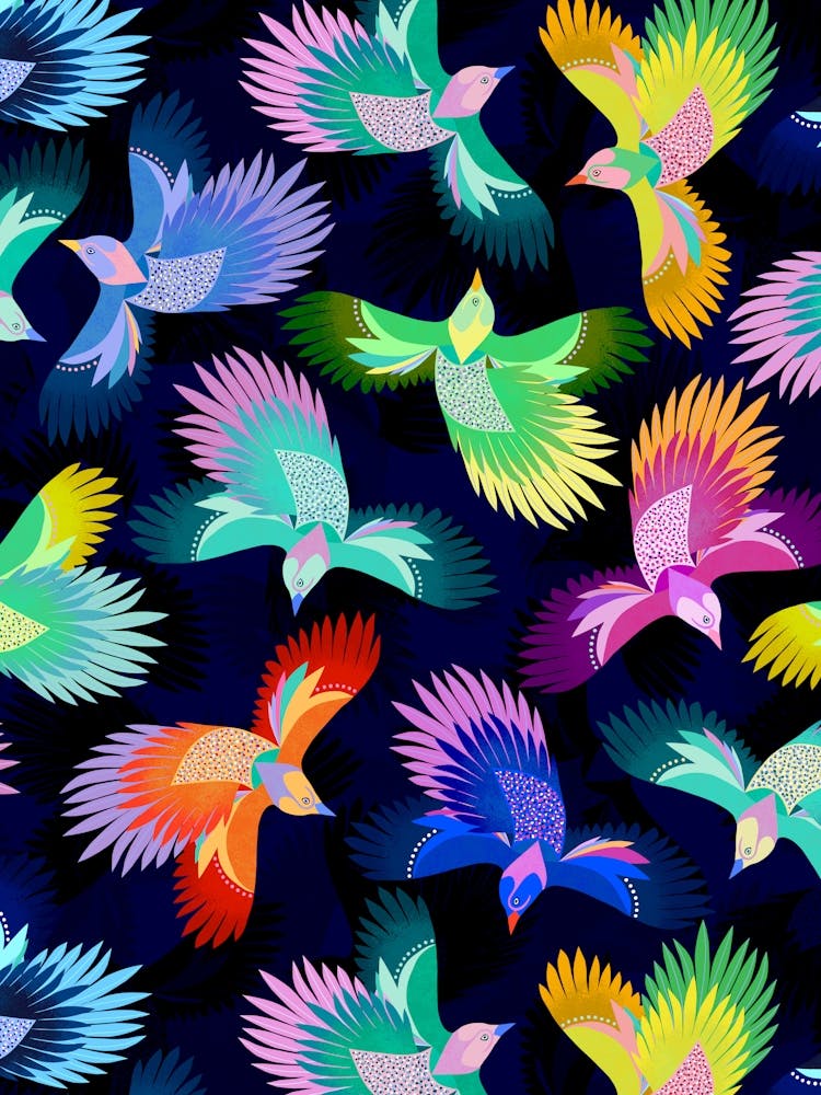 Glow Birds - Dark Multi