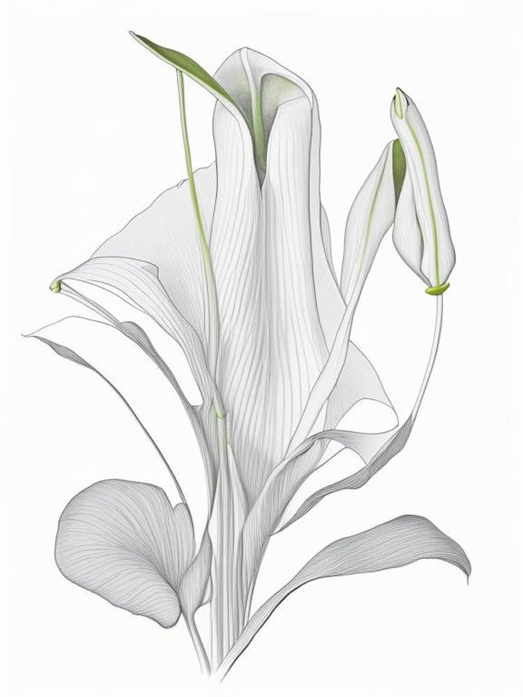 Zantedeschia Floral Quentin Blake Inspired Illustration 4 Flower