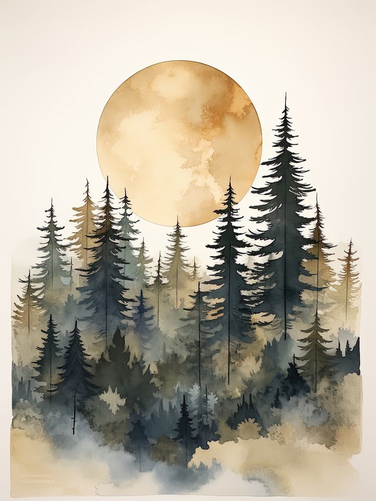 Watercolour Of Gifford Pinchot National Forest   Washington Usa 3